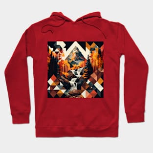 Autumn Geometric Mountain Waterfall Hoodie